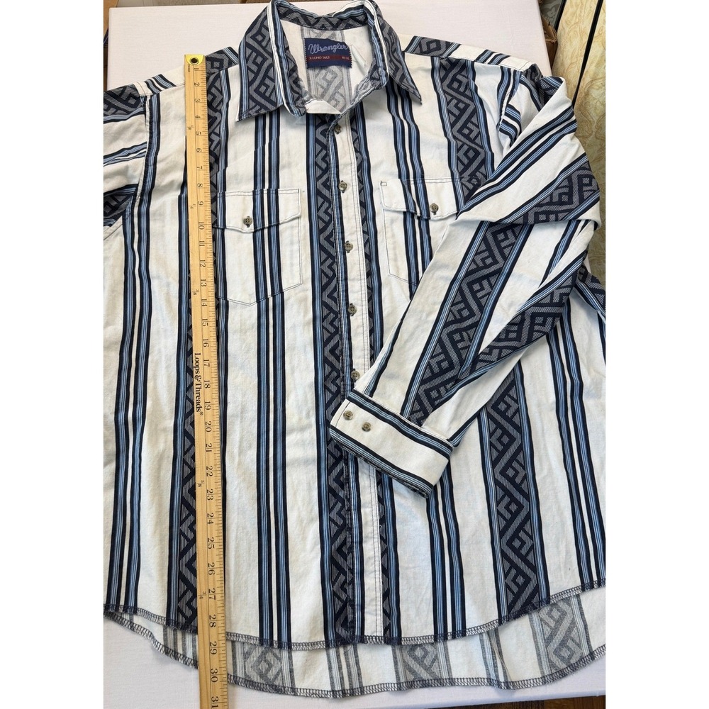 Wrangler X-Long Tails Vintage‎ Button Up Shirt 18-36 Aztec Stripe Western Cowboy - Picture 4 of 9